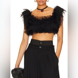 NEW Free People Intimately FP Birthday Cake Black Tulle Crop Cami Top Size S